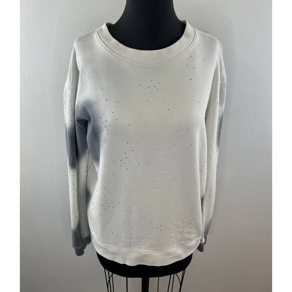 Off-White MAIN LABEL C/O Virgil Abloh Spray Bling Crystal Cotton Sweatshirt M - Picture 3 of 9